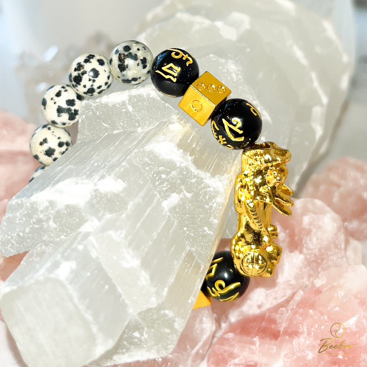 Dalmatian Jasper with Pixiu and Fortune Charm